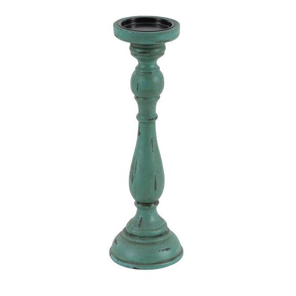 Pier 1 Imports Traditional Turquoise Wood Set of 3 Candle Holders - Picture 7 of 12